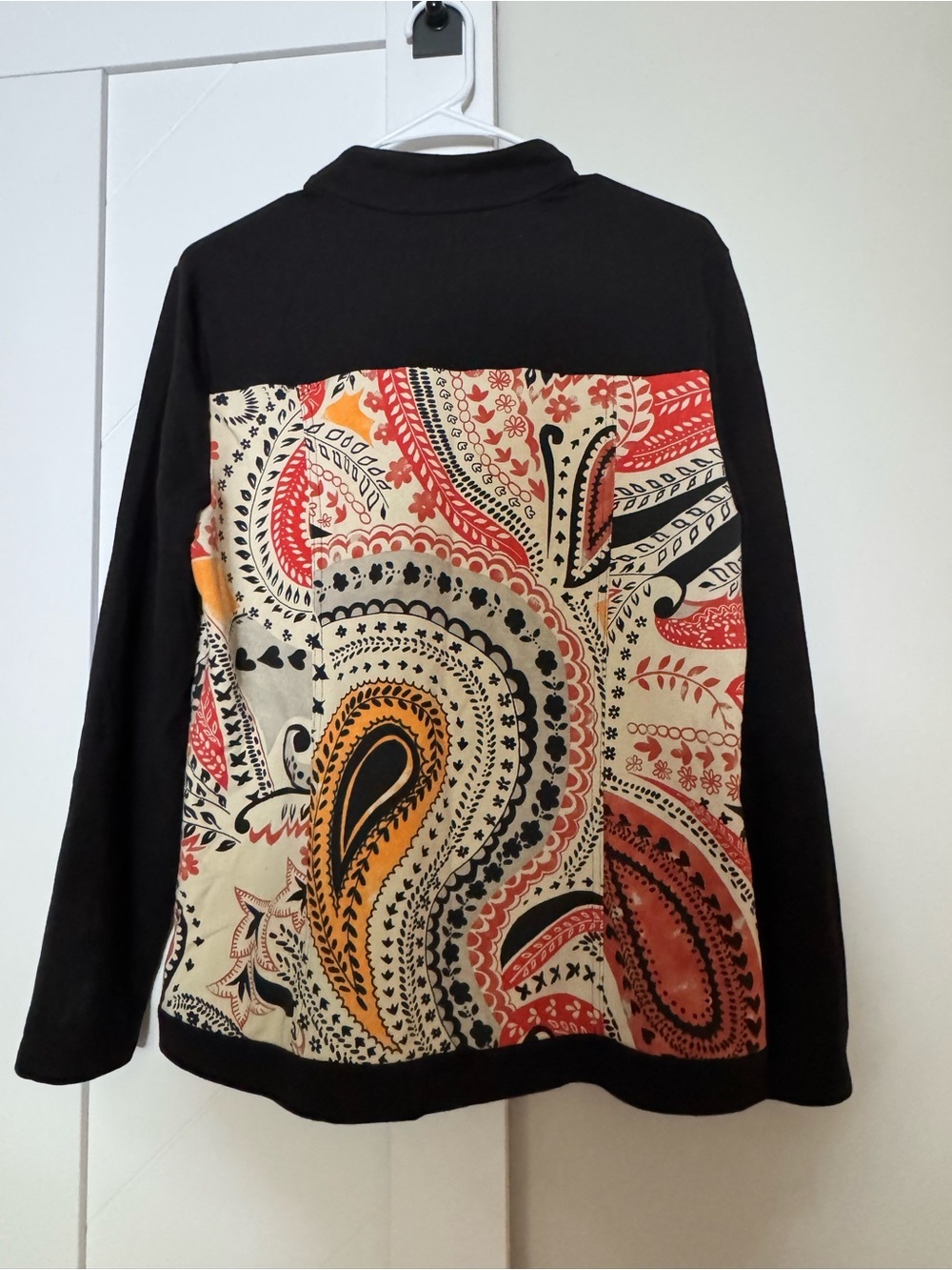 Susan Graver Paisley Zip Front Jacket Black Multi Size M - Picture 8 of 8